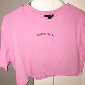 pink cropped shirt “emotional” 💗🌷